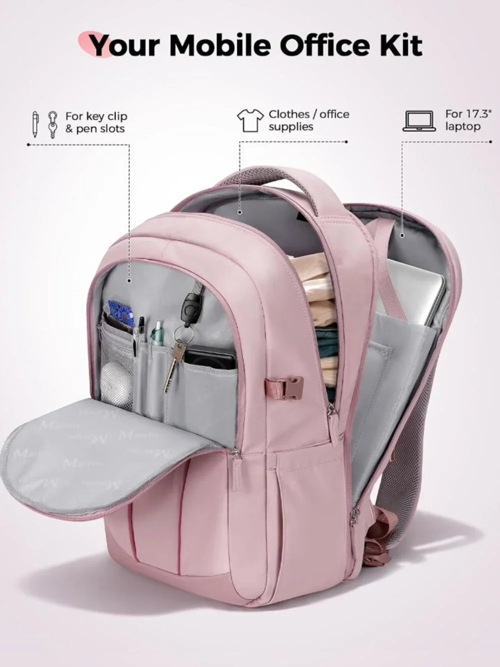 Stylish Pink Laptop Backpack for Women - Fits 17